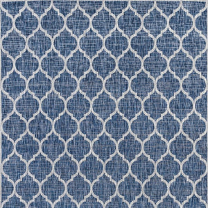 HomeRoots 8' Navy Blue & Gray Geometric Indoor-Outdoor Area Rug - Modern Design, Durable, Easy-Care Style 704444