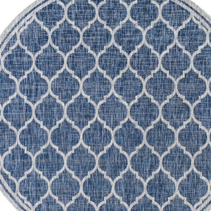 HomeRoots 9' Navy Blue and Gray Round Geometric Area Rug – Stylish, Durable, Versatile for Indoor & Outdoor Spaces 704445