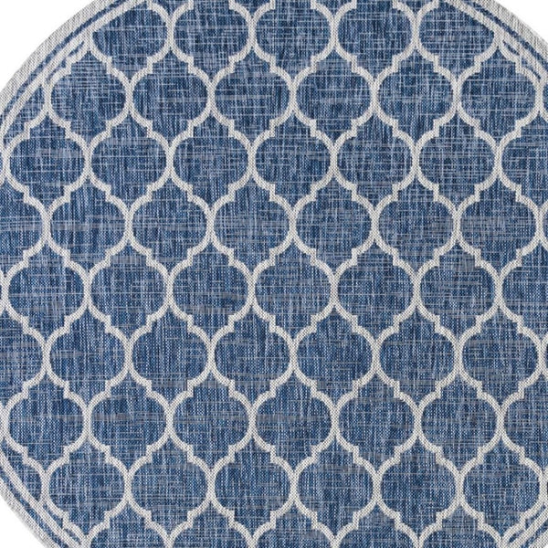 HomeRoots 9' Navy Blue and Gray Round Geometric Area Rug – Stylish, Durable, Versatile for Indoor & Outdoor Spaces 704445