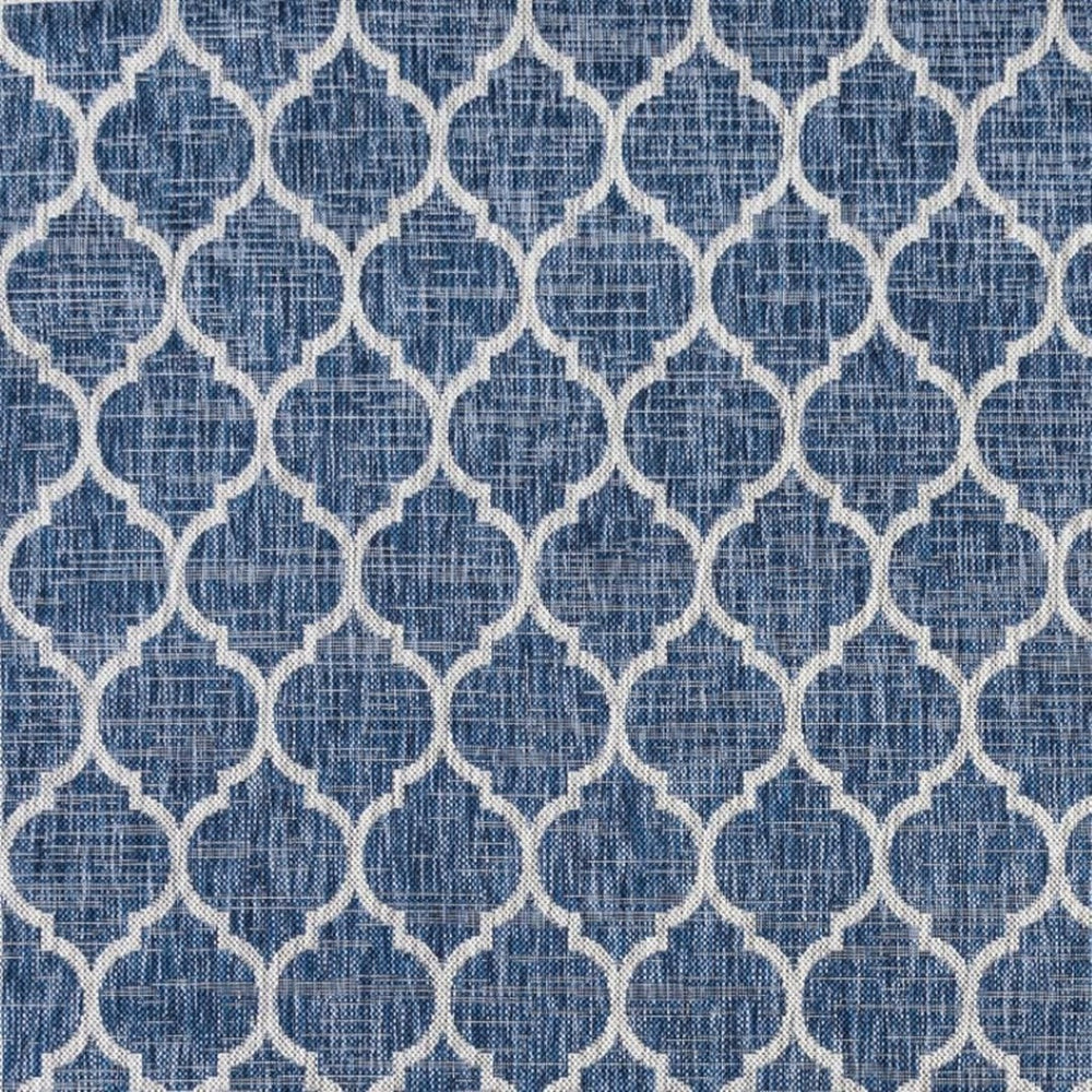 HomeRoots 9' Navy Blue and Gray Square Geometric Area Rug - Stylish, Durable, Weather-Resistant for Indoors & Outdoors 704446
