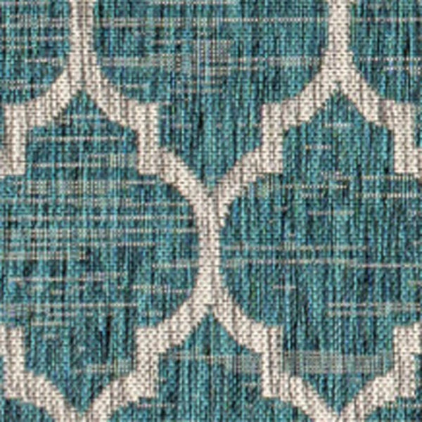 HomeRoots 10' Teal Blue & Gray Geometric Area Rug - Durable, Stylish Indoor/Outdoor Design for Any Space 704447