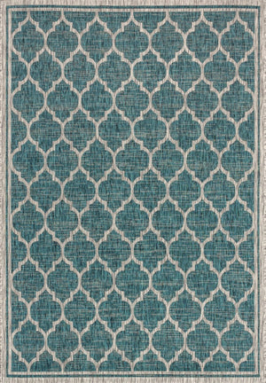 HomeRoots 10' Teal Blue & Gray Geometric Area Rug - Durable, Stylish Indoor/Outdoor Design for Any Space 704447