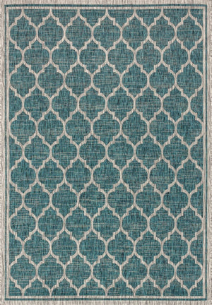 HomeRoots 10' Teal Blue & Gray Geometric Area Rug - Durable, Stylish Indoor/Outdoor Design for Any Space 704447