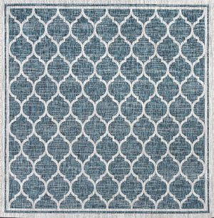 HomeRoots 8' Teal Blue & Gray Geometric Area Rug - Modern Design for Indoor/Outdoor Spaces, Easy Care & Durable 704453