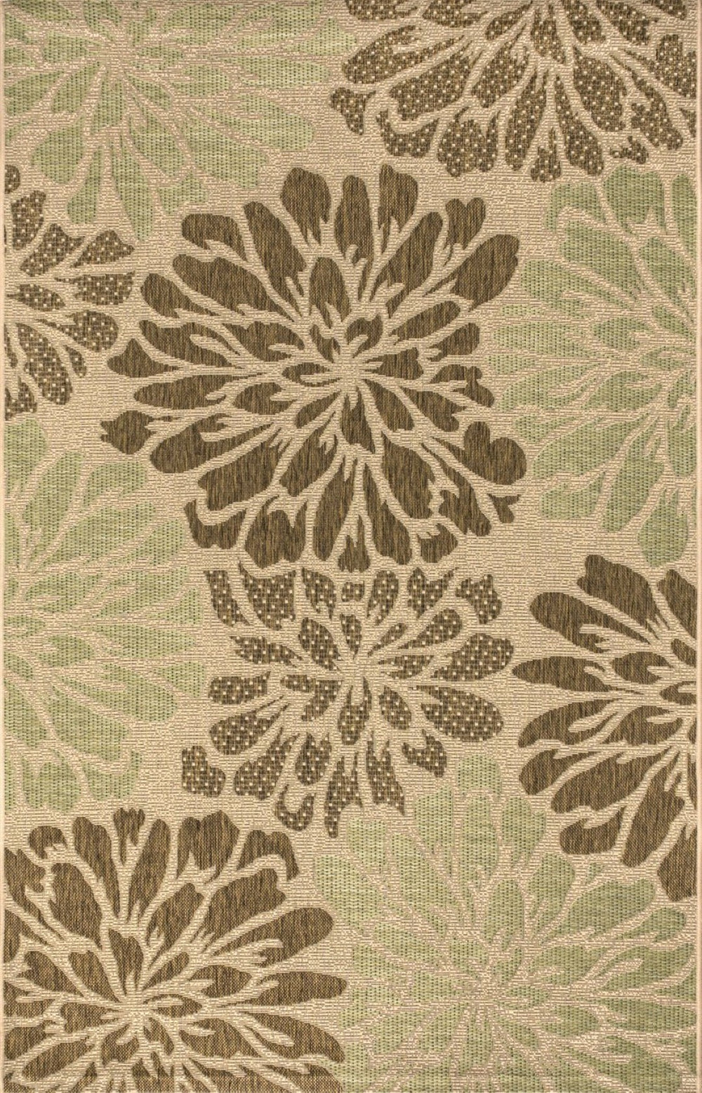 HomeRoots 10' X 14' Sage and Brown Floral Area Rug - Durable Indoor/Outdoor Carpet for Elegant Living Spaces 704456