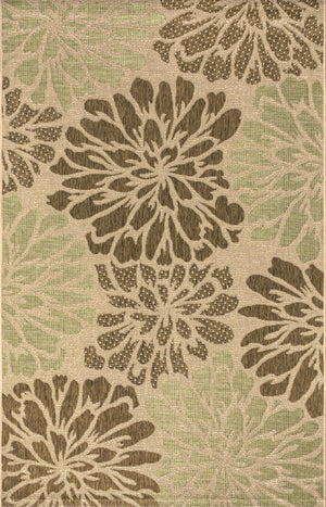 HomeRoots 10' X 14' Sage and Brown Floral Area Rug - Durable Indoor/Outdoor Carpet for Elegant Living Spaces 704456