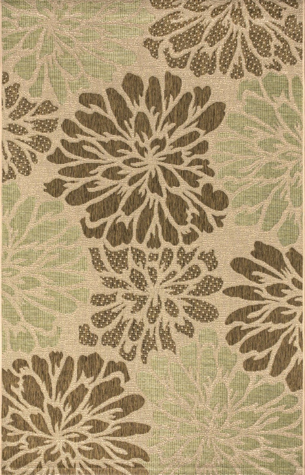 HomeRoots 10' X 14' Sage and Brown Floral Area Rug - Durable Indoor/Outdoor Carpet for Elegant Living Spaces 704456