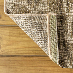 HomeRoots 8' Sage and Brown Round Floral Area Rug - Stylish Indoor/Outdoor Design for Patios, Kitchens, and More! 704459