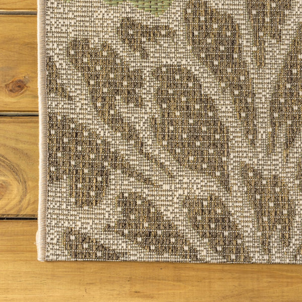 HomeRoots 8' Sage Floral Square Area Rug - Durable Indoor/Outdoor Accent for Patios, Kitchens & Living Spaces 704460