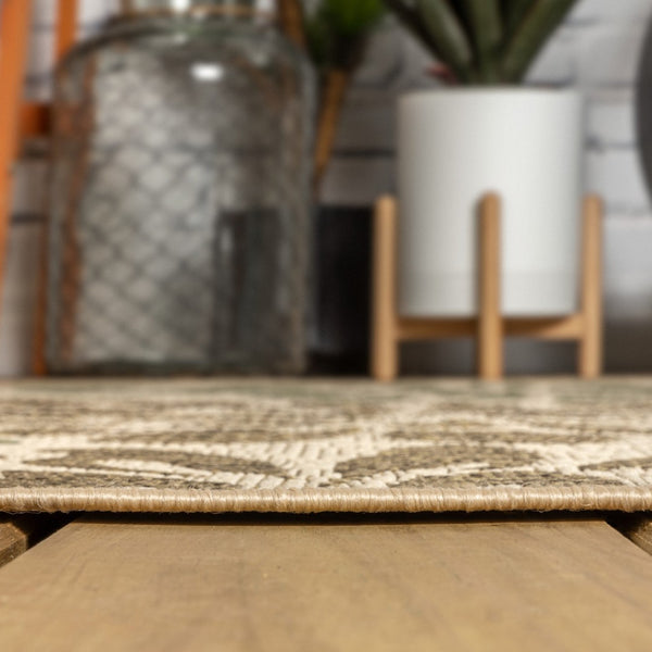 HomeRoots 8' Sage Floral Square Area Rug - Durable Indoor/Outdoor Accent for Patios, Kitchens & Living Spaces 704460