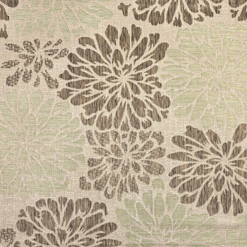HomeRoots 9' Sage and Brown Square Floral Area Rug – Durable Indoor/Outdoor Design for Modern Spaces & Easy Care 704462