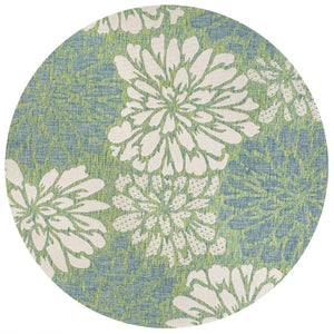 HomeRoots 8' Cream and Green Round Floral Area Rug - Elegant Indoor/Outdoor Design, Easy Care & Durable Quality 704472