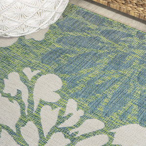 HomeRoots 8' Cream and Green Round Floral Area Rug - Elegant Indoor/Outdoor Design, Easy Care & Durable Quality 704472