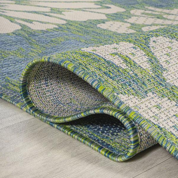 HomeRoots 8' Cream and Green Round Floral Area Rug - Elegant Indoor/Outdoor Design, Easy Care & Durable Quality 704472