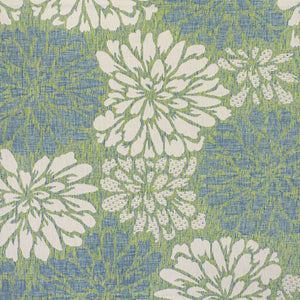 HomeRoots 8' Cream and Green Square Floral Area Rug - Durable, Stylish, Indoor/Outdoor Design for Any Space 704473