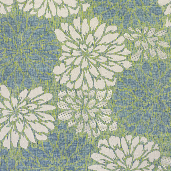 HomeRoots 8' Cream and Green Square Floral Area Rug - Durable, Stylish, Indoor/Outdoor Design for Any Space 704473