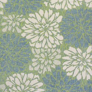 HomeRoots 8' Cream and Green Square Floral Area Rug - Durable, Stylish, Indoor/Outdoor Design for Any Space 704473