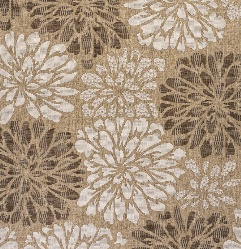 HomeRoots 6' Brown and Cream Square Floral Area Rug - Durable, Stylish Indoor/Outdoor Rug for Versatile Spaces 704480