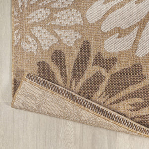 HomeRoots 6' Brown and Cream Square Floral Area Rug - Durable, Stylish Indoor/Outdoor Rug for Versatile Spaces 704480
