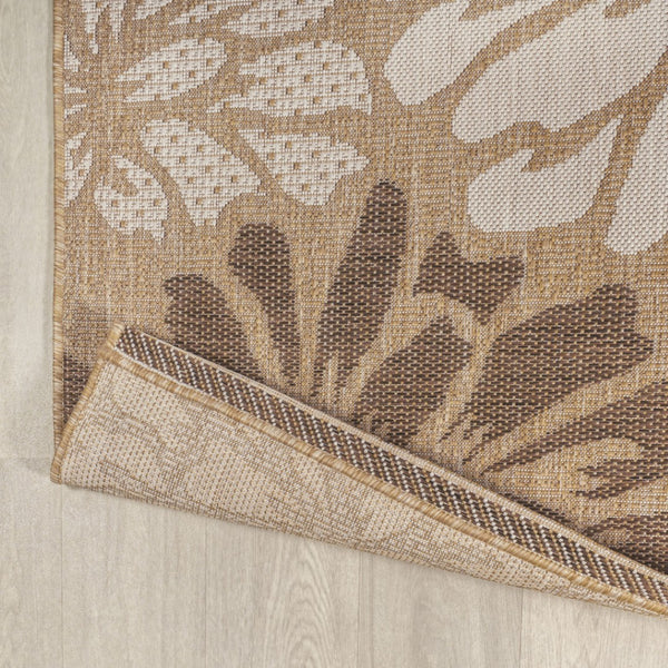 HomeRoots 6' Brown and Cream Square Floral Area Rug - Durable, Stylish Indoor/Outdoor Rug for Versatile Spaces 704480