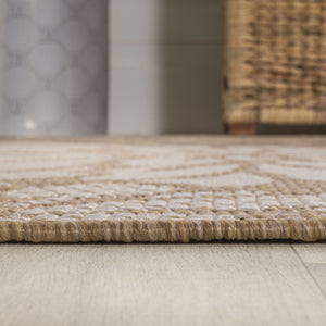 HomeRoots 6' Brown and Cream Square Floral Area Rug - Durable, Stylish Indoor/Outdoor Rug for Versatile Spaces 704480
