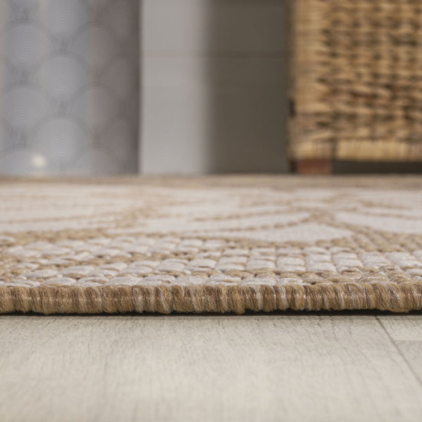 HomeRoots 6' Brown and Cream Square Floral Area Rug - Durable, Stylish Indoor/Outdoor Rug for Versatile Spaces 704480