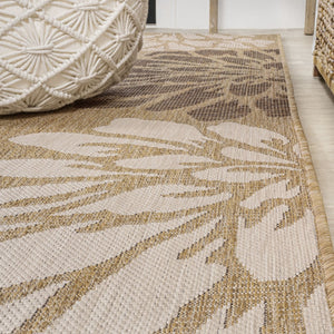 HomeRoots 6' Brown and Cream Square Floral Area Rug - Durable, Stylish Indoor/Outdoor Rug for Versatile Spaces 704480