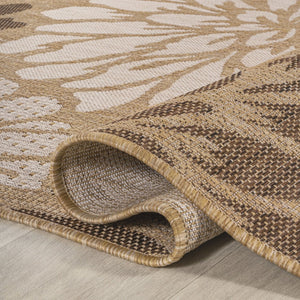 HomeRoots 6' Brown and Cream Square Floral Area Rug - Durable, Stylish Indoor/Outdoor Rug for Versatile Spaces 704480