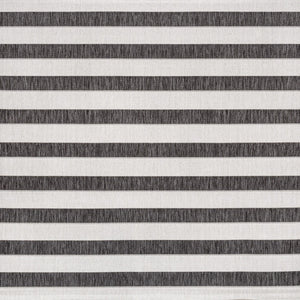 HomeRoots 6' Black And Cream Striped Geometric Area Rug - Stylish, Durable, and Versatile for Indoor/Outdoor Use 704491