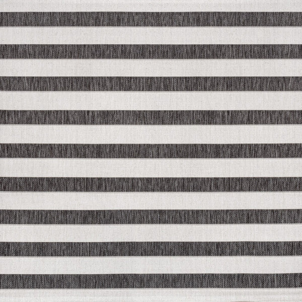 HomeRoots 6' Black And Cream Striped Geometric Area Rug - Stylish, Durable, and Versatile for Indoor/Outdoor Use 704491