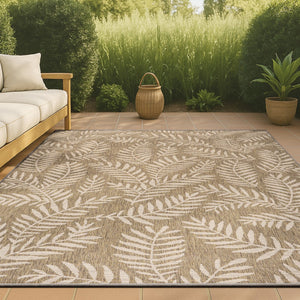 HomeRoots 10' Elegant Brown and Beige Floral Indoor Outdoor Area Rug - Durable, Low-Maintenance & Stylish Design 704497