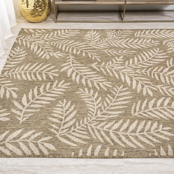 HomeRoots 10' Elegant Brown and Beige Floral Indoor Outdoor Area Rug - Durable, Low-Maintenance & Stylish Design 704497