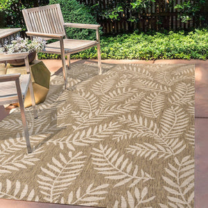 HomeRoots 10' Elegant Brown and Beige Floral Indoor Outdoor Area Rug - Durable, Low-Maintenance & Stylish Design 704497