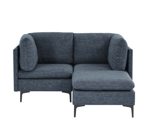 English Elm Linen Upholstered Modular Sectional with Black Metal Legs for Contemporary Living Dark Blue B2748S00115