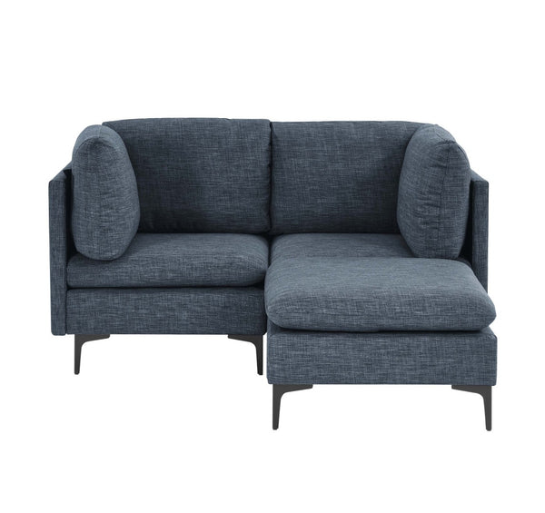 English Elm Linen Upholstered Modular Sectional with Black Metal Legs for Contemporary Living Dark Blue B2748S00115