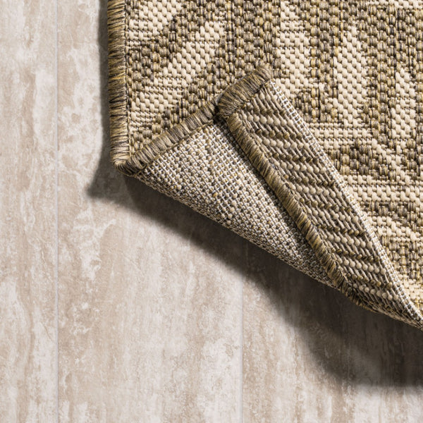 HomeRoots 6' Brown and Beige Floral Square Area Rug - Versatile Indoor/Outdoor Design for Modern Spaces 704501