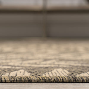 HomeRoots 6' Brown and Beige Floral Square Area Rug - Versatile Indoor/Outdoor Design for Modern Spaces 704501