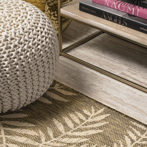 HomeRoots 6' Brown and Beige Floral Square Area Rug - Versatile Indoor/Outdoor Design for Modern Spaces 704501