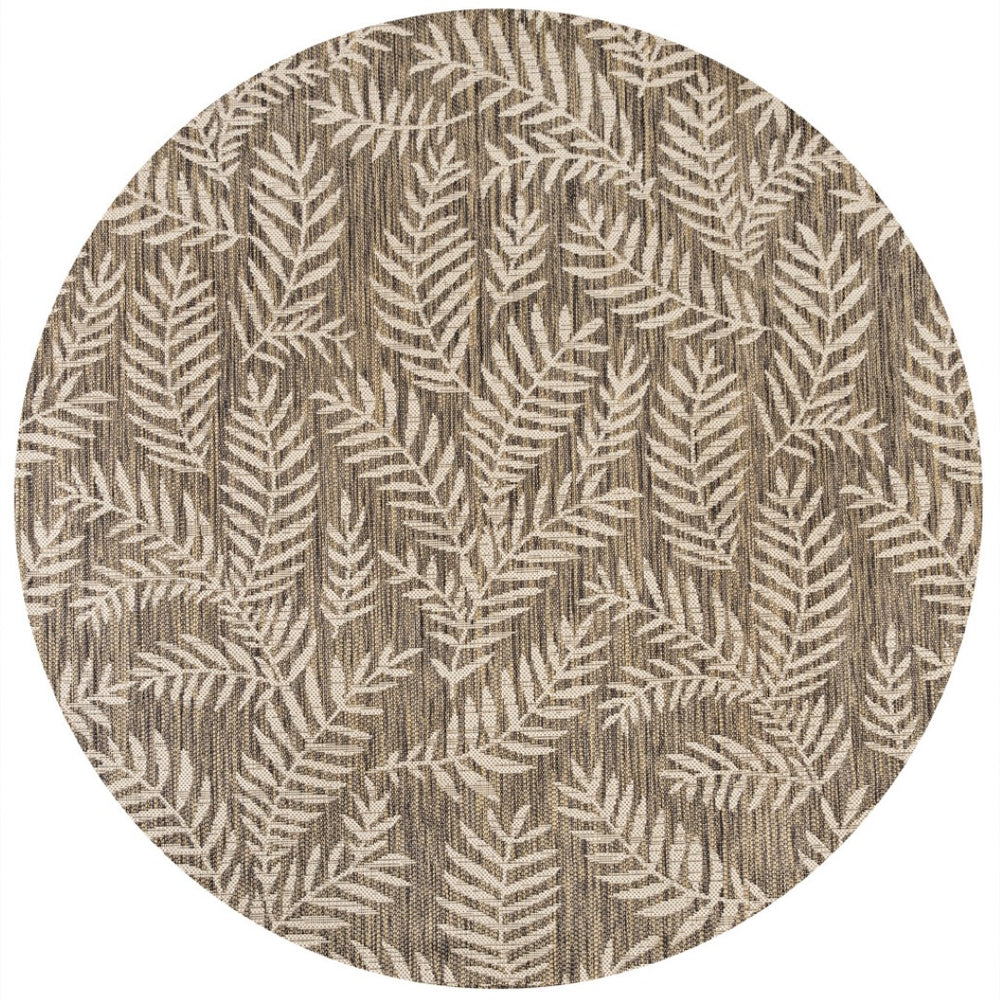 HomeRoots 9' Round Floral Area Rug - Elegant Brown & Beige Design for Indoor & Outdoor Spaces, Durable & Stylish 704504
