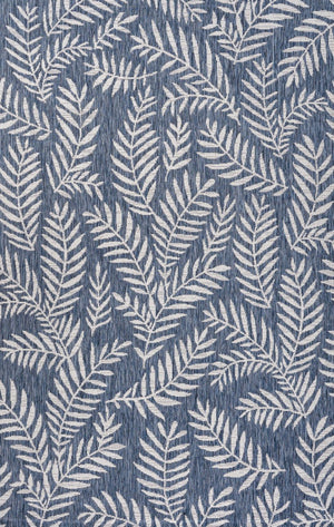 HomeRoots 10' Navy Blue & Ivory Floral Area Rug - Indoor/Outdoor, Durable & Easy-Care, Perfect for Any Space 704506