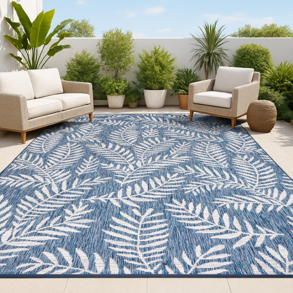 HomeRoots 6' Navy Blue and Ivory Floral Area Rug - Elegant Indoor/Outdoor Design, Durable, Low-Maintenance Charm 704508
