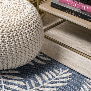 HomeRoots 8' Navy Blue Floral Area Rug - Durable, Stylish, Indoor/Outdoor Round Accent for Any Space 704511