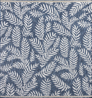 HomeRoots 8' Navy Blue Floral Square Area Rug - Chic Indoor/Outdoor Design, Durable & Easy to Maintain! 704512