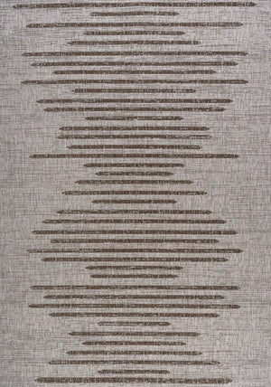 HomeRoots 6' X 9' Beige and Brown Striped Indoor/Outdoor Area Rug - Stylish, Durable, Easy-Care for Any Space 704516