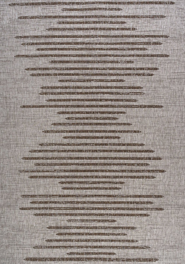 HomeRoots 6' X 9' Beige and Brown Striped Indoor/Outdoor Area Rug - Stylish, Durable, Easy-Care for Any Space 704516