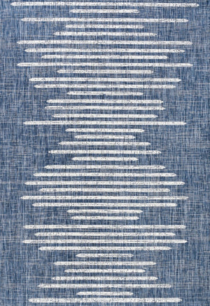 HomeRoots 9' Coastal Blue and Ivory Striped Area Rug - Indoor/Outdoor Durable Comfort for Any Space! 704527