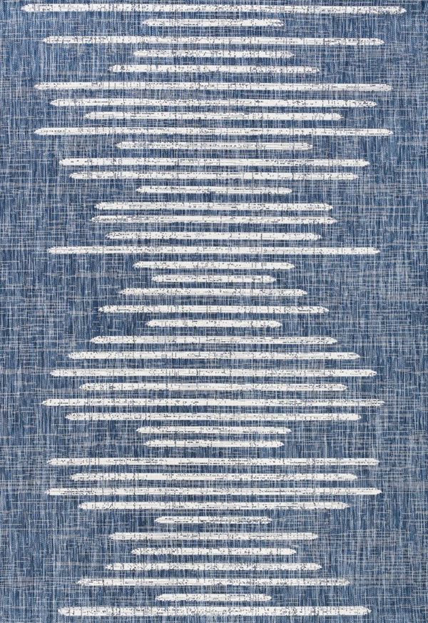 HomeRoots 9' Coastal Blue and Ivory Striped Area Rug - Indoor/Outdoor Durable Comfort for Any Space! 704527