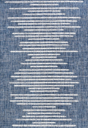HomeRoots 9' Coastal Blue and Ivory Striped Area Rug - Indoor/Outdoor Durable Comfort for Any Space! 704527