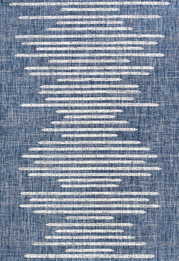 HomeRoots 9' Coastal Blue and Ivory Striped Area Rug - Indoor/Outdoor Durable Comfort for Any Space! 704527