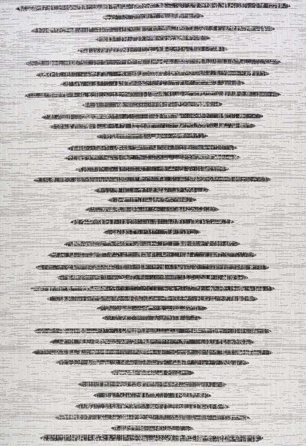 HomeRoots 6' Ivory and Black Striped Area Rug – Stylish, Durable Indoor/Outdoor Design for Modern Spaces 704531